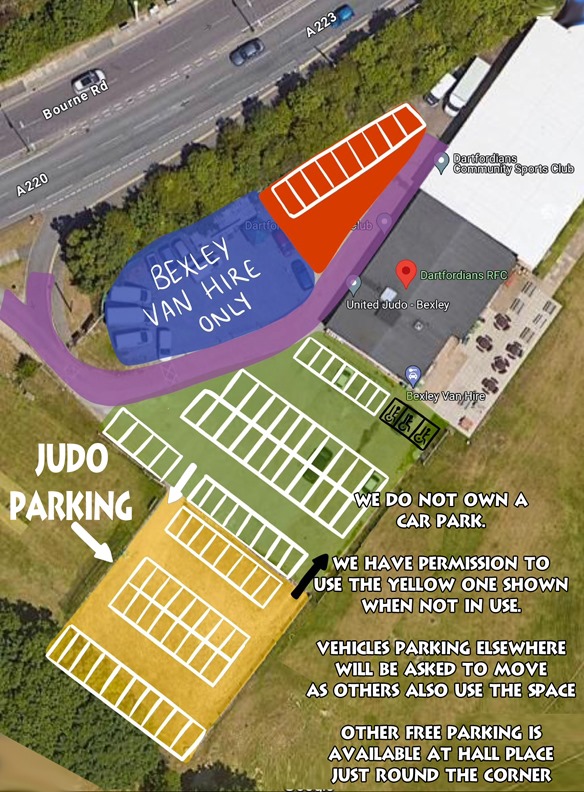 Map of carpark - United Judo Club Bexley